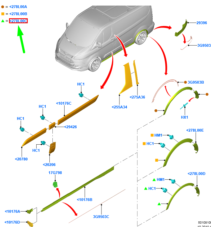 new ford transit custom mk1 rear left wheel arch deflector 2179953 original