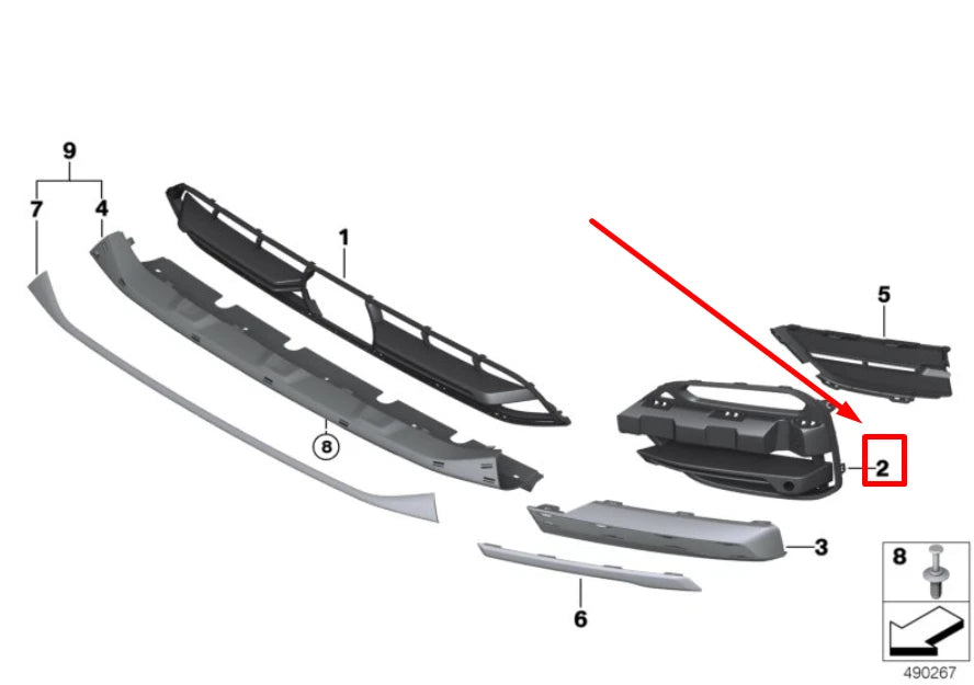NEW BMW X3 G01,F97 FRONT LEFT BUMPER GRILL 7422945 51117422945 ORIGINAL