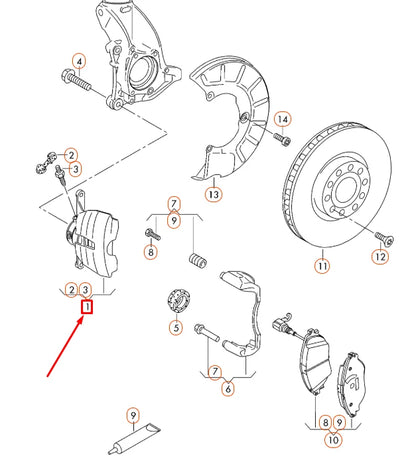 NEW VOLKSWAGEN CC FRONT RIGHT BRAKE CALIPER HOUSING 3C0615124 ORIGINAL