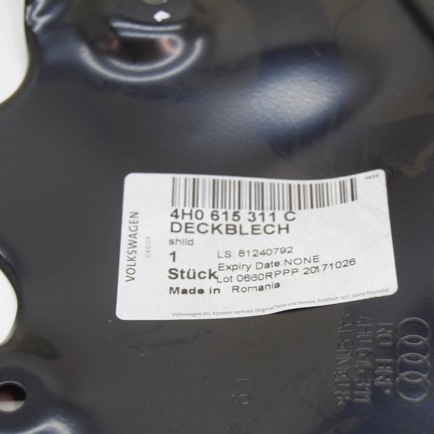 NEW AUDI A6 C7 FRONT LEFT BRAKE DISC PROTECTION COVER PLATE 4H0615311C ORIGINAL