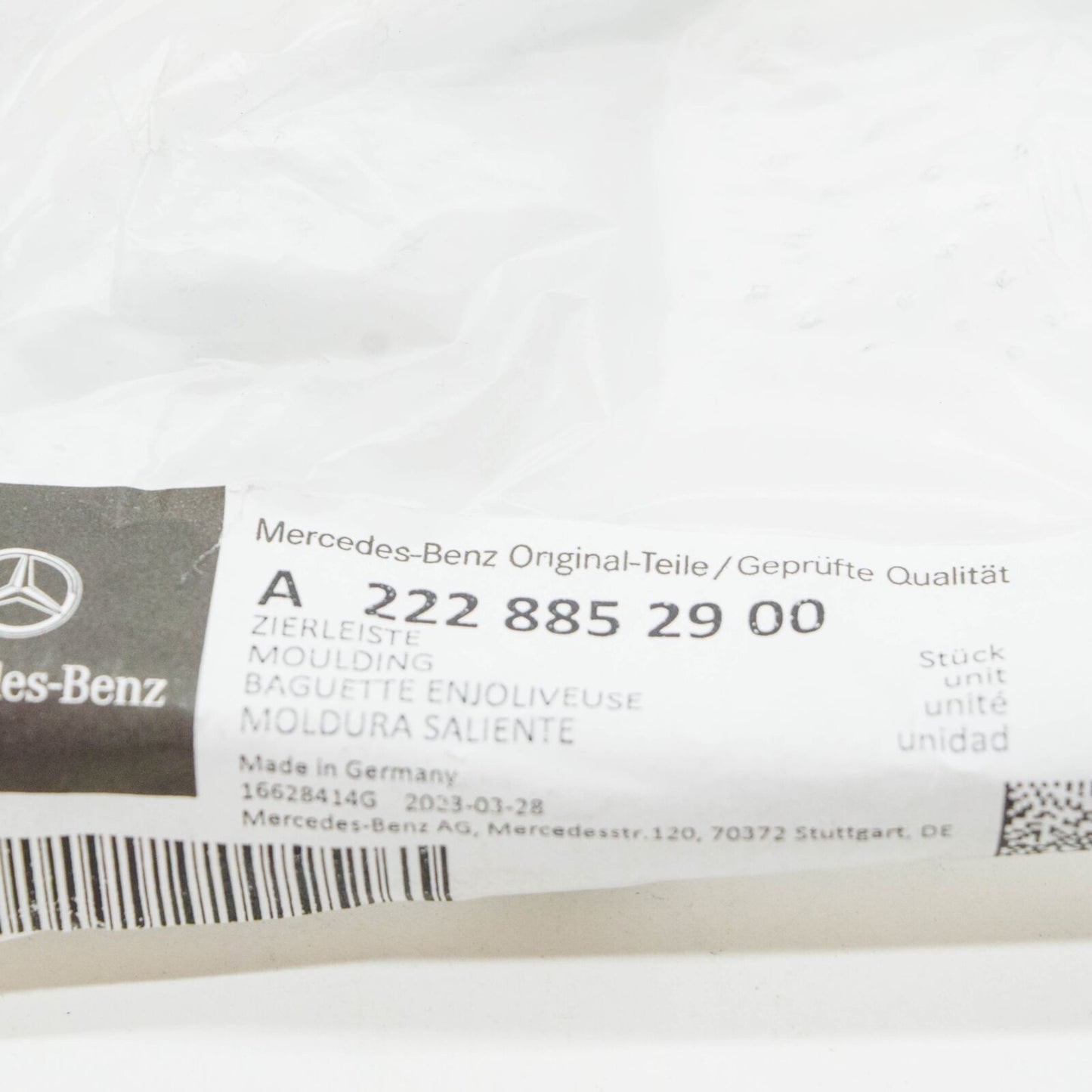 NEW MERCEDES-BENZ S W222 REAR BUMPER BOTTOM LEFT TRIM STRIP A2228852900 ORIGINAL