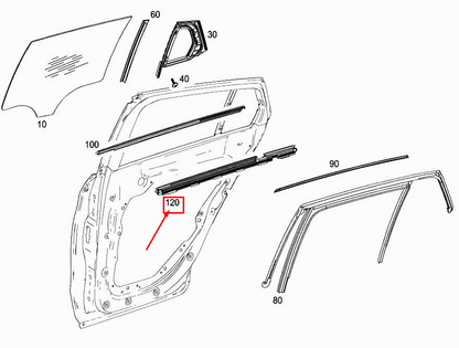 new mercedes-benz glc x253 rear lh door window sealing rail a2537350165 original