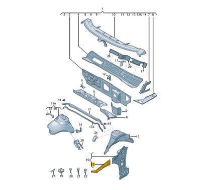 NEW AUDI A3 8V RIGHT INNER A-PILLAR CONNECTING PLATE 8V0809148TA
