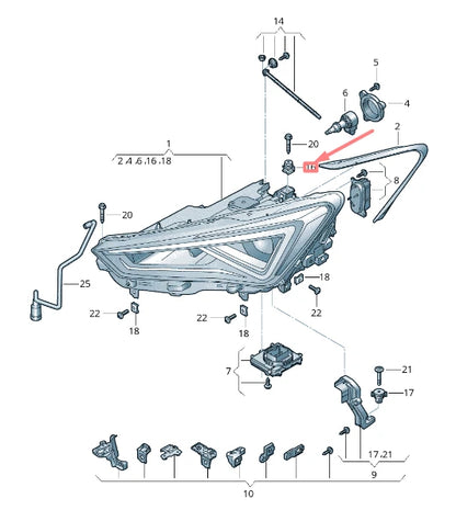 NEW VOLKSWAGEN PASSAT B8 3G FRONT HEADLIGHT COMPENSATING PLATE 1T0941111