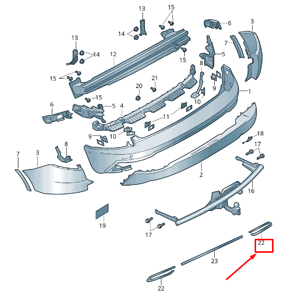 new skoda karoq nu rear right bumper trim insert 57a8078342zz original