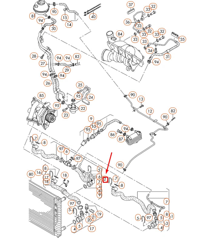 NEW VOLKSWAGEN CC RADIATOR UPPER COOLANT HOSE 3C0122101GJ
