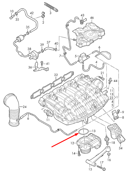 new audi a4 b9 throttle body gasket 06k133073d original