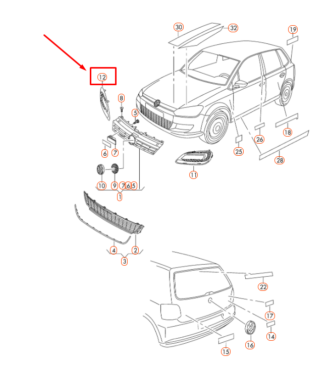 NEW VOLKSWAGEN POLO 6R FRONT BUMPER RIGHT VENT GRILLE 6R0853666D9B9 ORIGINAL
