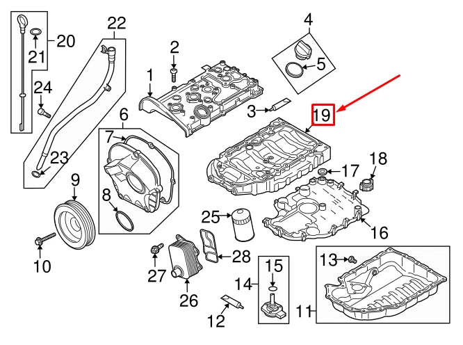 NEW AUDI Q3 8U UPPER ENGINE OIL PAN 06J103603BF ORIGINAL
