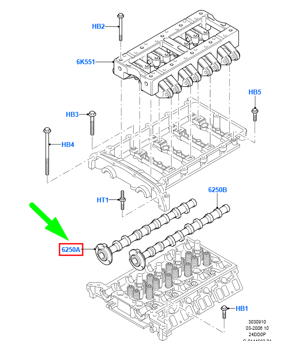 new ford transit mk3 exhaust camshaft 6c1q-6a273-bb 1372744 original
