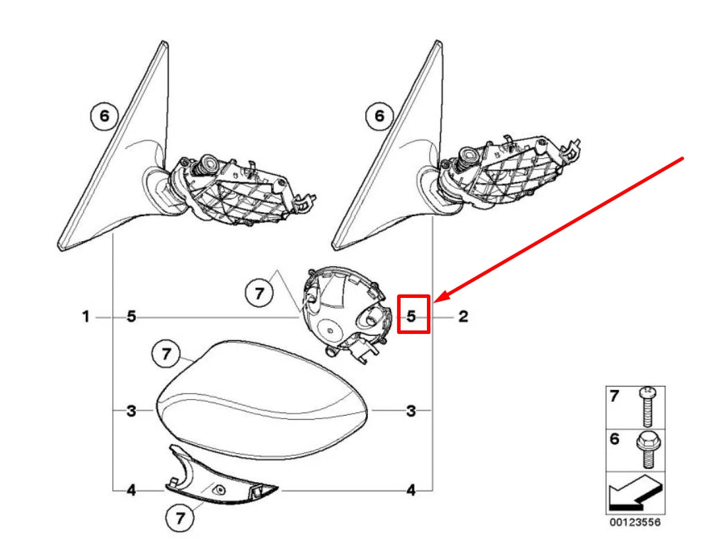 NEW BMW Z4 E85 FRONT RIGHT OUTSIDE MIRROR DRIVE 67137191423 7191423 ORIGINAL