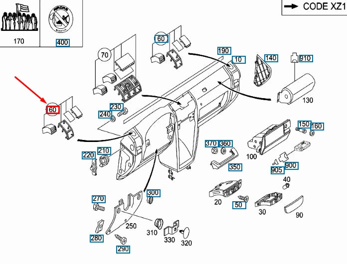 NEW MB G W463 INSTRUMENT PANEL SPEAKER GRILLE COVER A4636807408