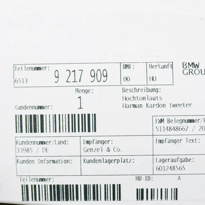 NEW BMW 1 E81 REAR HARMAN KARDON TWEETER 65139217909 9217909 ORIGINAL