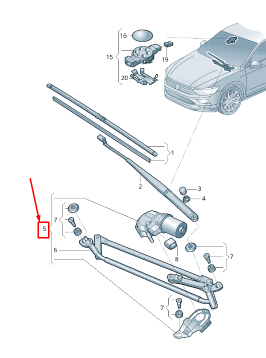 new skoda karoq nu front windshield wiper mechanism lhd 576955023b original