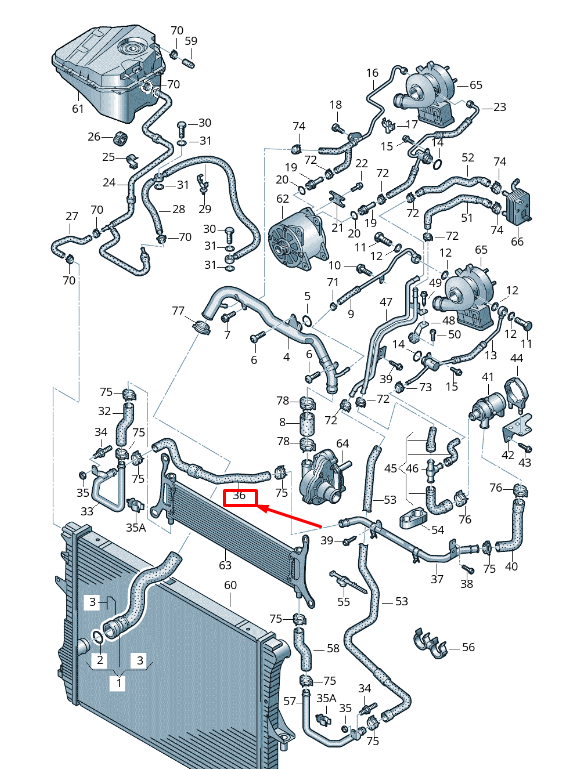 new audi q7 4l engine coolant hose 7l8121058e original