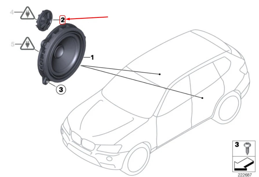 NEW BMW X3 F25 TWEETER SPEAKER TOP-HIFI-SYSTEM 65139277836 ORIGINAL