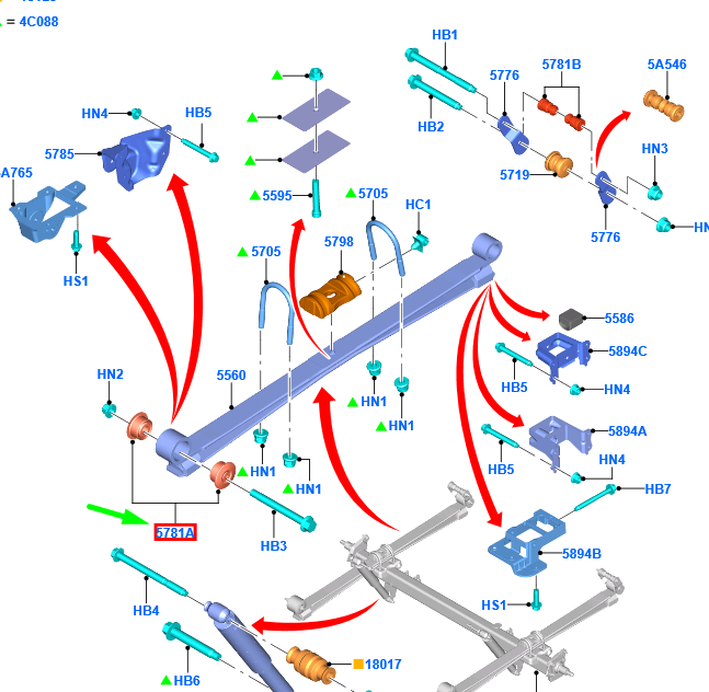 new ford transit mk4 rear suspension leaf spring bush 1847580 original