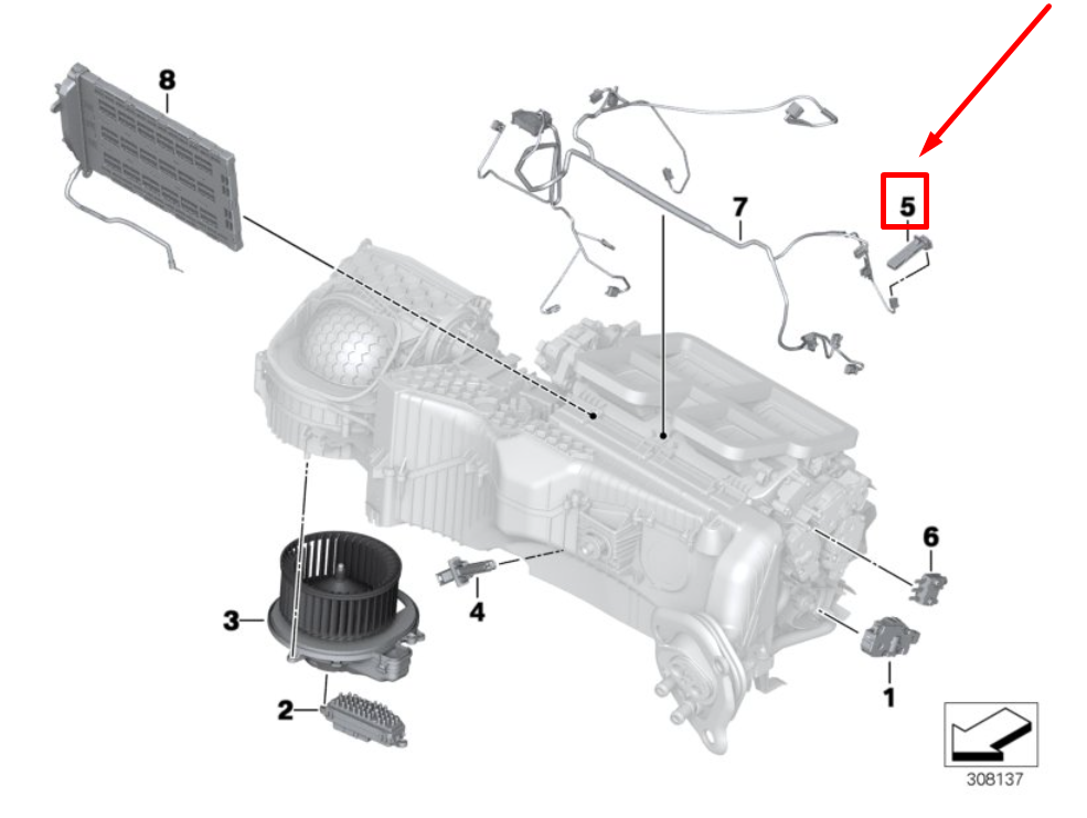 new bmw 3 f30, f80 cabin temperature sensor 9238085 64119238085 original
