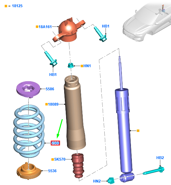 new ford kuga mk3 rear coil spring 2452386 lx61-5560-esa original