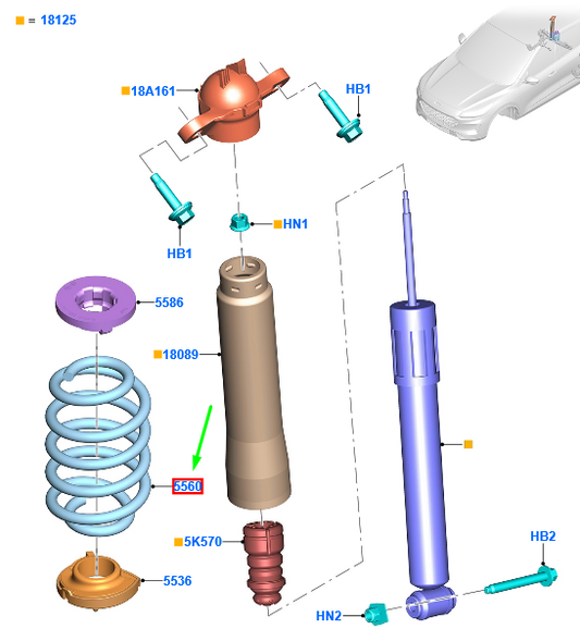 new ford kuga mk3 rear coil spring 2452386 lx61-5560-esa original