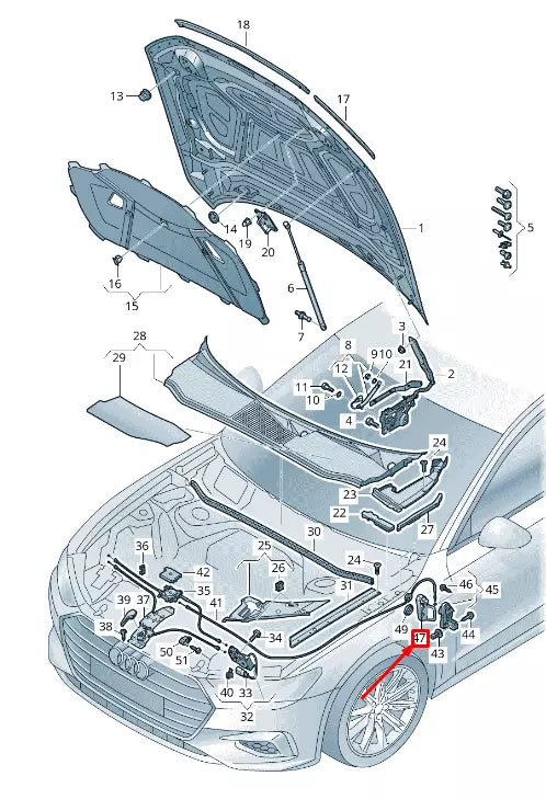 NEW AUDI A6 4A C8 BONNET RELEASE HANDLE LHD 4K1823533CDS2