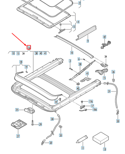 new volkswagen jetta a6 mk6 roof sliding tilt actuator frame 5c6877049b original