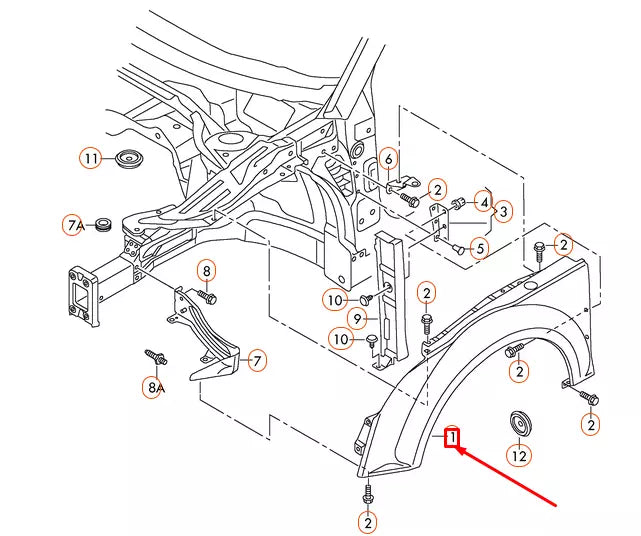 NEW AUDI TT 8J FRONT LEFT FENDER 8J0821103B ORIGINAL