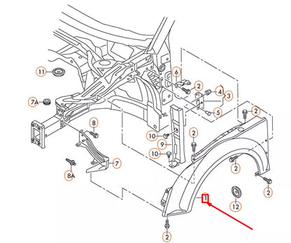 NEW AUDI TT 8J FRONT LEFT FENDER 8J0821103B ORIGINAL