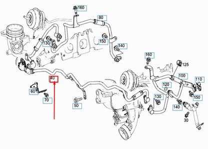 new mb ml w166 turbocharger return coolant line a2762002351 original