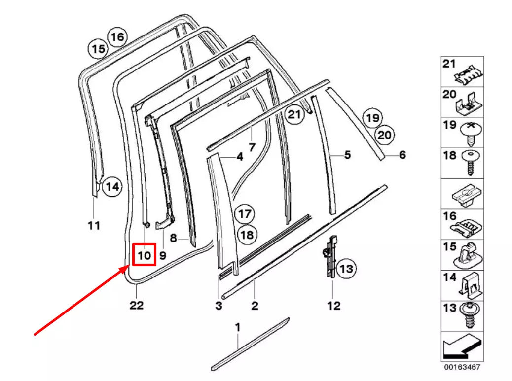 NEW BMW X5 E70 UPPER REAR RIGHT DOOR SEAL 51767208592 7208592 ORIGINAL