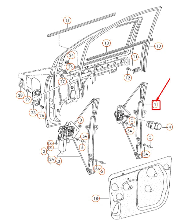 NEW VW FOX 5Z FRONT LEFT DOOR WINDOW REGULATOR 5Z3837501E