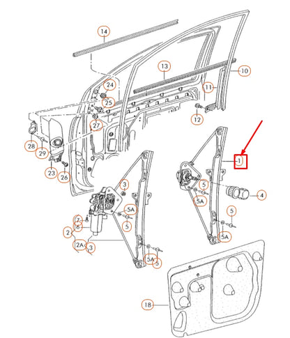 NEW VW FOX 5Z FRONT LEFT DOOR WINDOW REGULATOR 5Z3837501E