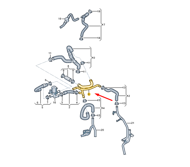 NEW VW TRANSPORTER VI T6 COOLANT PIPE 7E0121065AN ORIGINAL