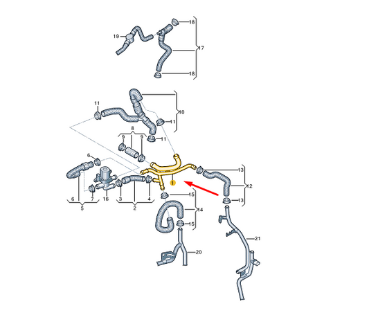 NEW VW TRANSPORTER VI T6 COOLANT PIPE 7E0121065AN ORIGINAL