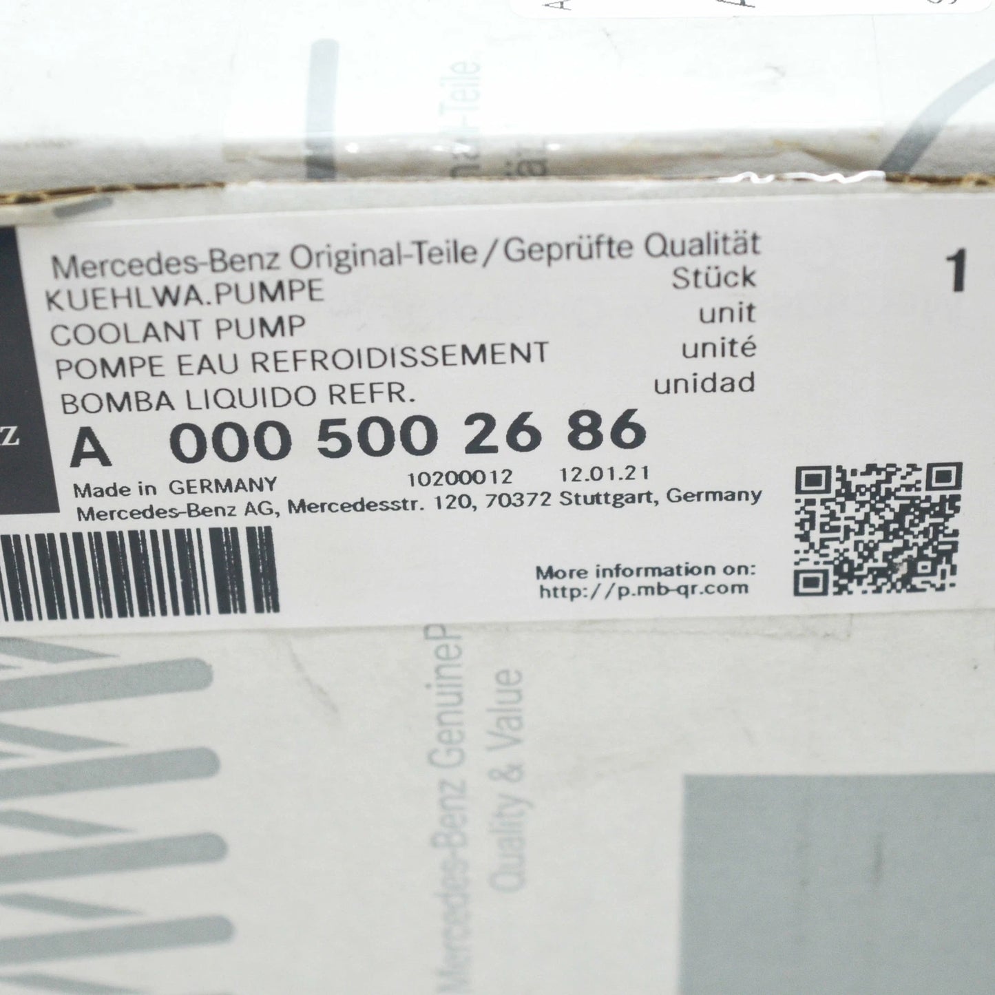 NEW MERCEDES-BENZ C-CLASS W205 ADDITIONAL WATER PUMP A0005002686