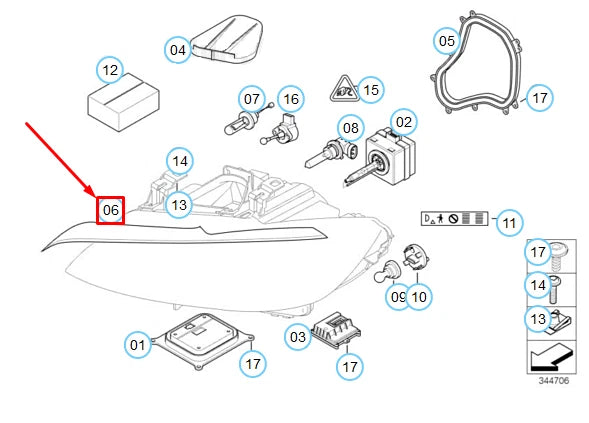 NEW BMW 3 E90 FRONT HEADLIGHT GASKET RIGHT 63117174518 7174518 ORIGINAL