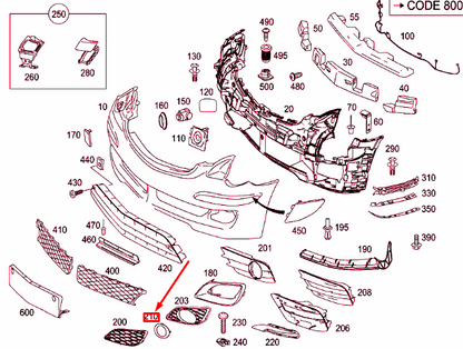 NEW MERCEDES-BENZ R W251 FRONT RIGHT FOG LIGHT TRIM RING A2518850474 ORIGINAL