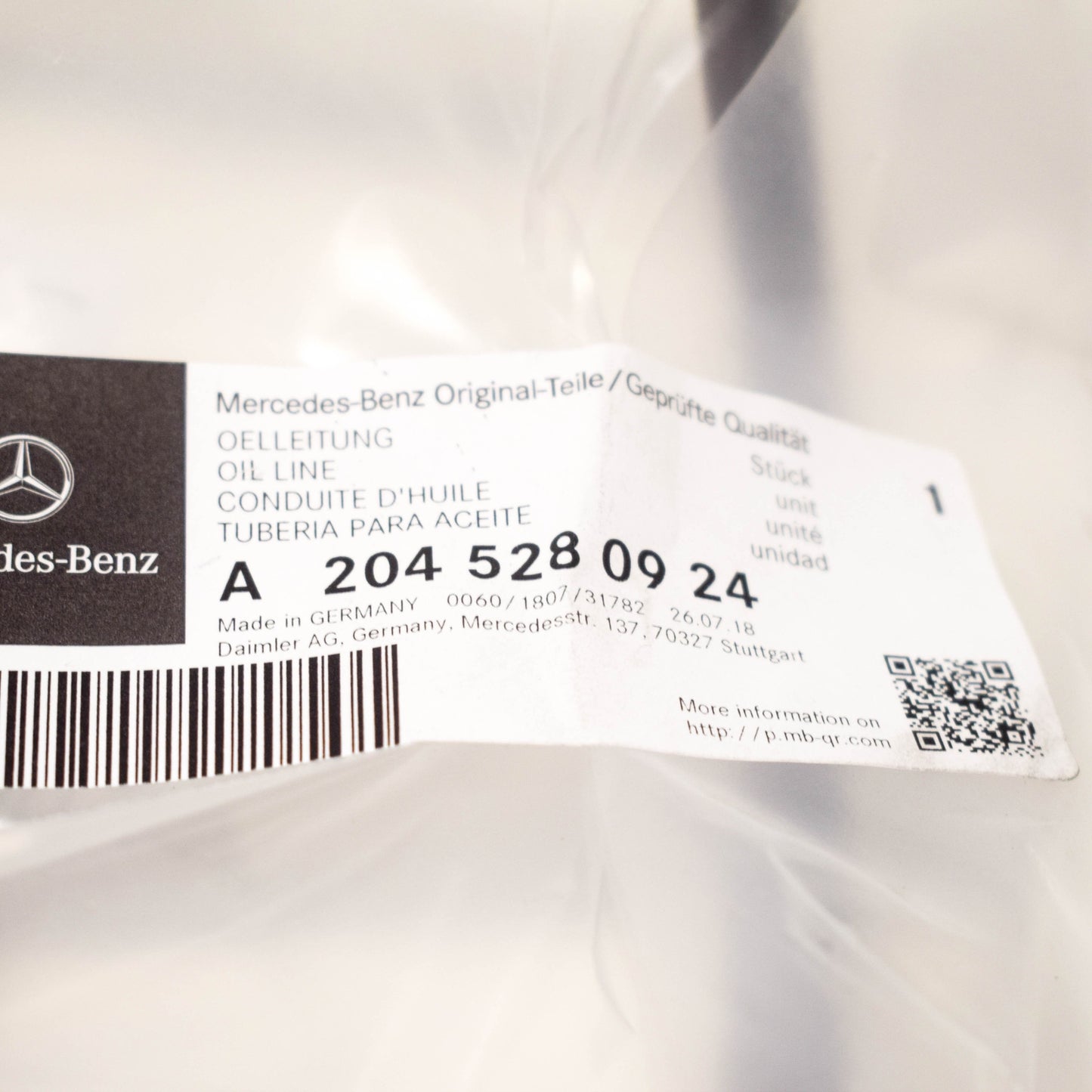 NEW MERCEDES-BENZ C-CLASS W204 RADIATOR OIL LINE A2045280924 ORIGINAL