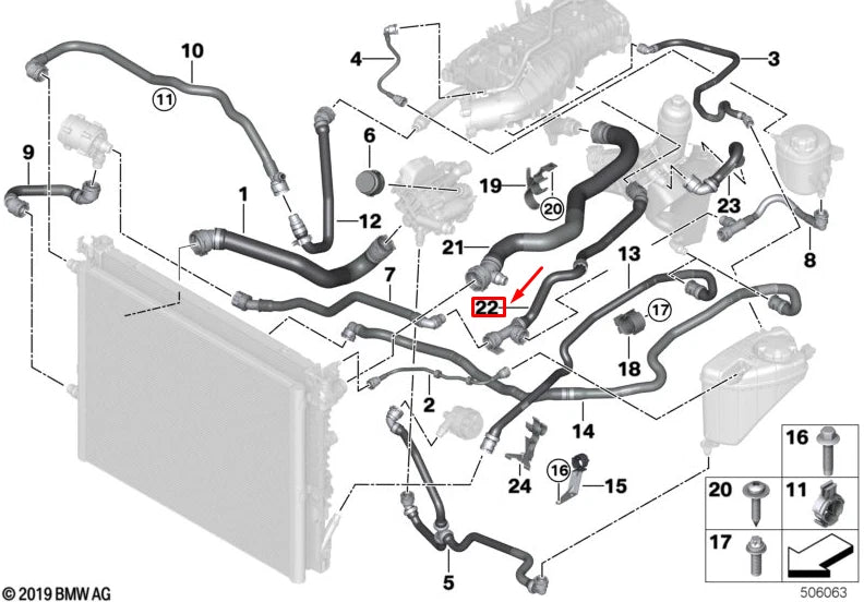 NEW BMW 7 G11 ENGINE COOLANT RETURN LINE 17128602616 ORIGINAL