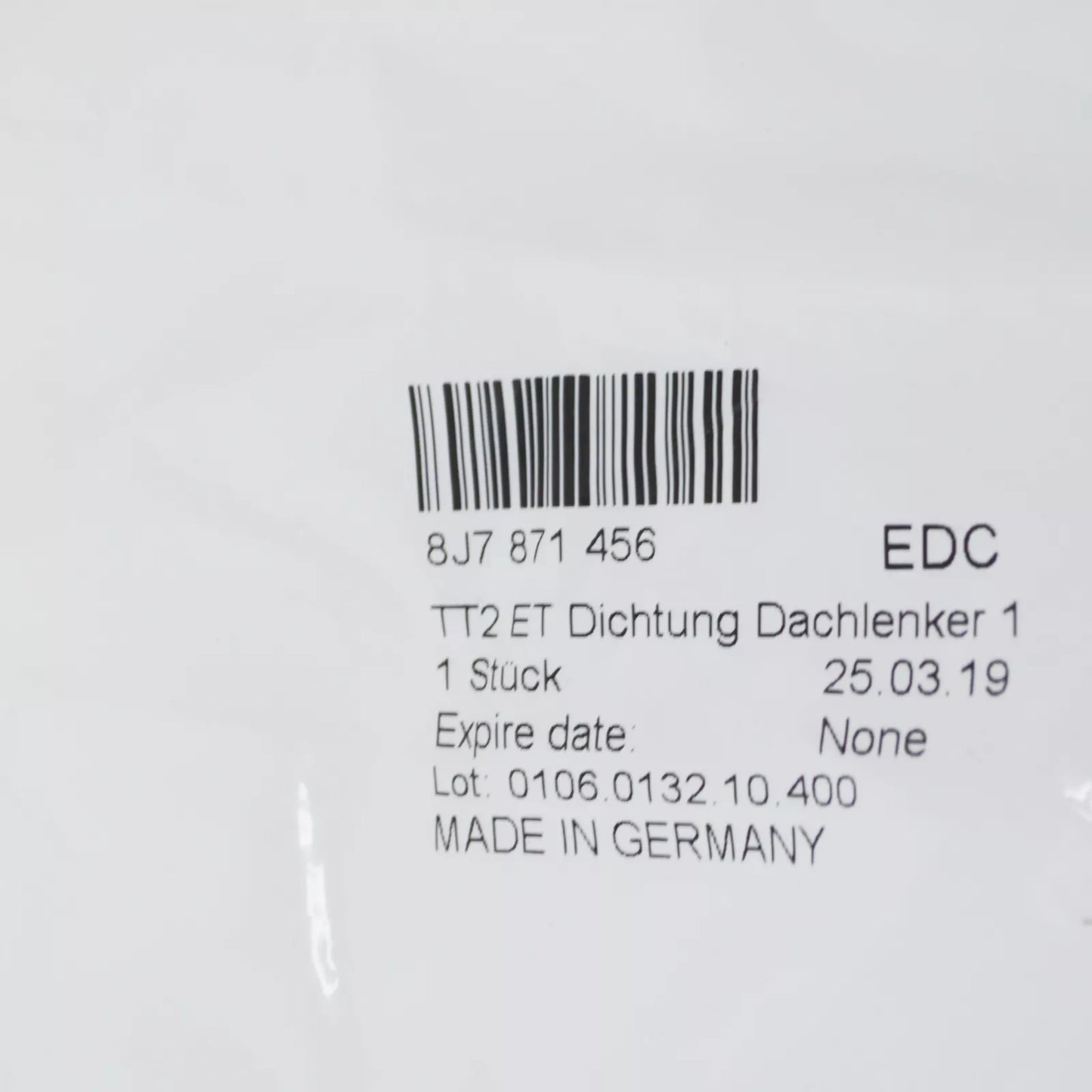 NEW AUDI TT 8J SOFT TOP FRAME FRONT RIGHT SEAL 8J7871456 ORIGINAL