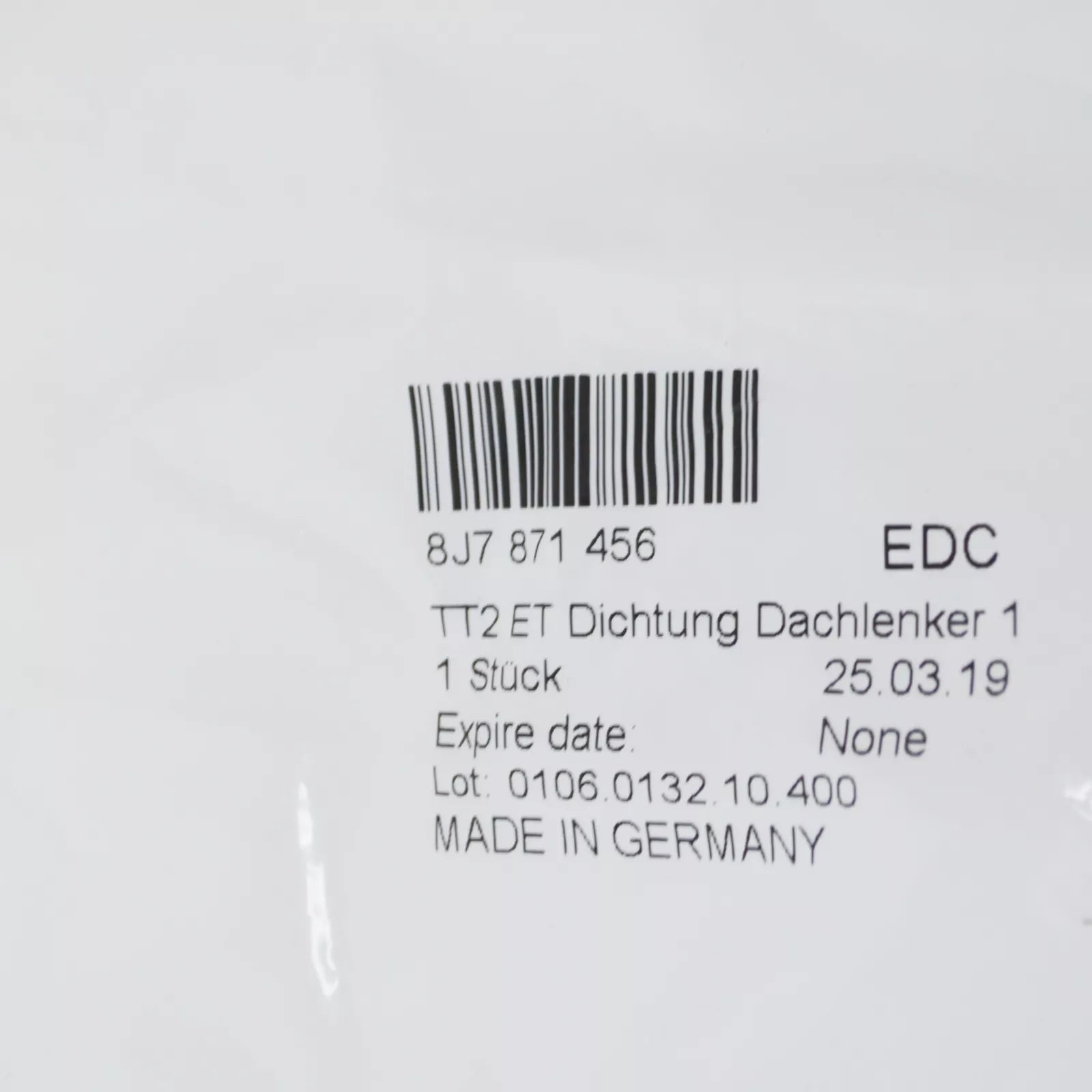 NEW AUDI TT 8J SOFT TOP FRAME FRONT RIGHT SEAL 8J7871456 ORIGINAL