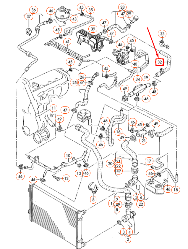 NEW VOLKSWAGEN BEETLE 9C ENGINE COOLANT HOSE 1C0121157L ORIGINAL