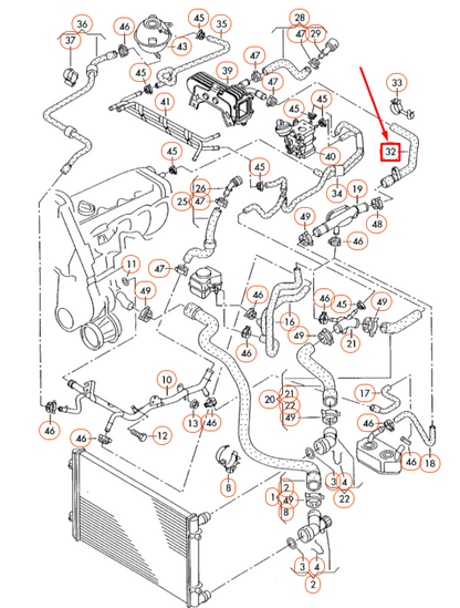 NEW VOLKSWAGEN BEETLE 9C ENGINE COOLANT HOSE 1C0121157L ORIGINAL