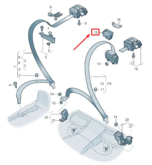 NEW AUDI A6 4A C8 REAR SEATBELT COVER 8W08577632DY