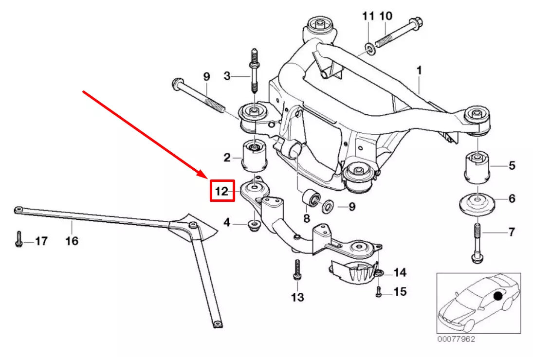 NEW BMW 3 E46 REAR DIFFERENTIAL CROSS MEMBER PUSH ROD 2229295 33312229295