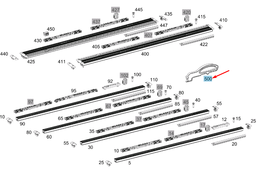 NEW MERCEDES-BENZ VITO W447 SEAT MOUNTING RAIL LEVER A63995900619B51 ORIGINAL