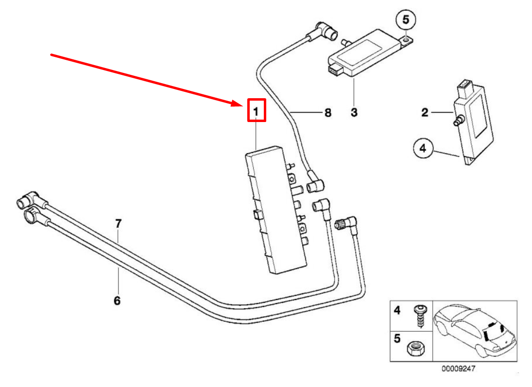 new bmw 5 e39 antenna amplifier 6906079 65256906079 original