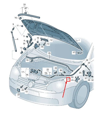 NEW VW EOS 1F REAR BONNET LOCK CABLE 1Q0823535 ORIGINAL