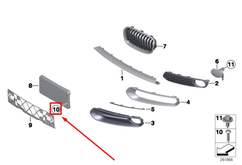 NEW BMW 2 CABRIO F23 FRONT BUMPER NUMBER HOLDER 51117293872 7293872 ORIGINAL