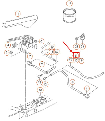 NEW VW CADDY 2K MK3 LEFT GUIDE TUBE FOR HANDBRAKE CABLE 2K5711951A ORIGINAL